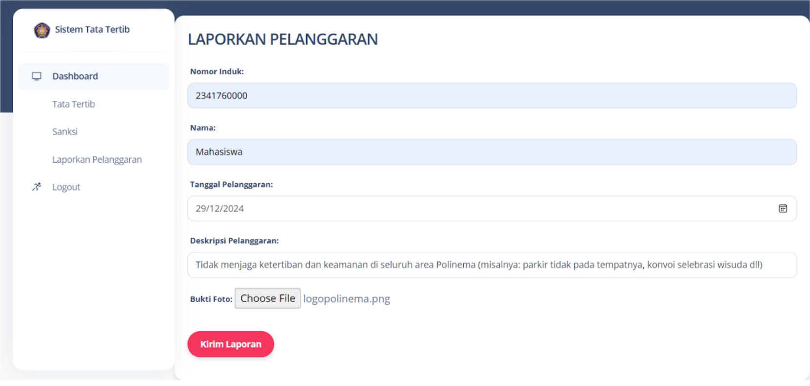 Sistem Tata Tertib Mahasiswa